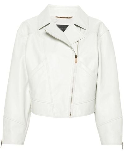 Alberta Ferretti Leren Bikerjack - Wit