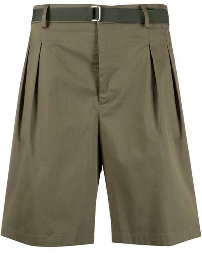 Low Brand Pleat-detail Four-pocket Bermuda Shorts - Green