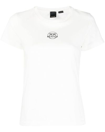 Pinko T-Shirt mit Logo-Print - Weiß