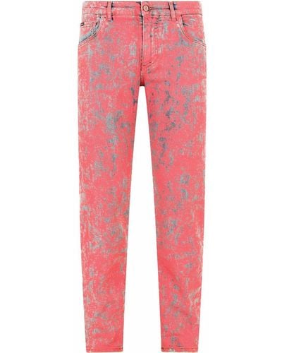 Dolce & Gabbana Acid-wash Slim Fit Jeans - Pink