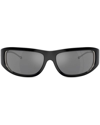 DIESEL Logo-plaque Wraparound Sunglasses - Gray