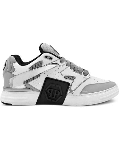 Philipp Plein Mix Logo-patch Sneakers - Gray