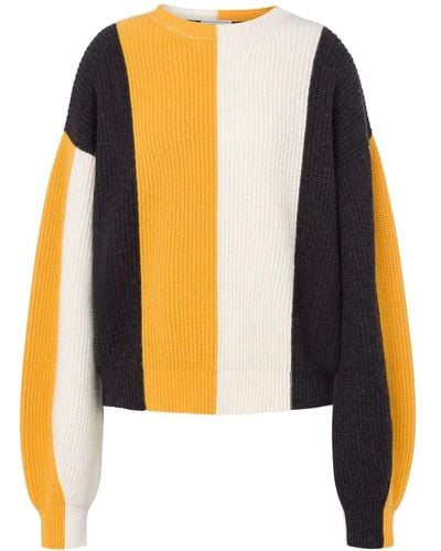 Moschino Jeans Striped Ribbed Jumper - Yellow