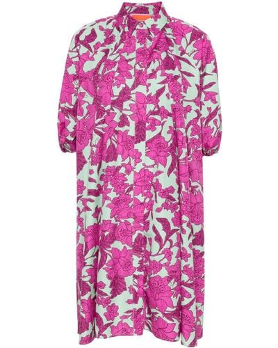 La DoubleJ Sunburst Cotton Midi Dress - Pink