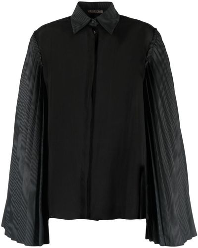 Roberto Cavalli Pleated Bell-sleeve Shirt - Black