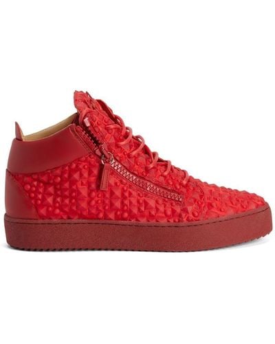 Giuseppe Zanotti Studded High-top Sneakers - Red