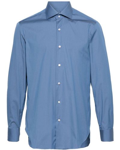 Barba Napoli Poplin Cotton-blend Shirt - Blue