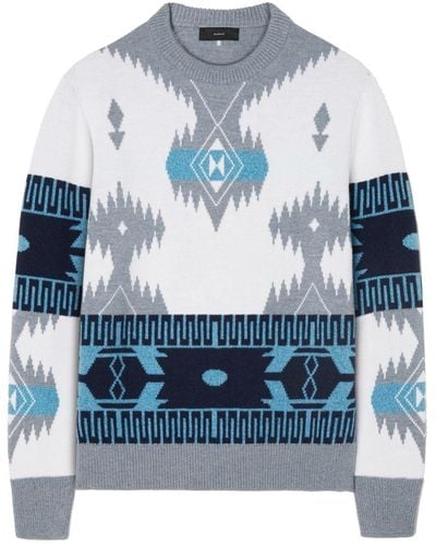 Alanui Icon Jacquard Geometric-pattern Sweater - Blue