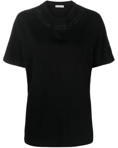 Moncler Logo-patch Studded Cotton T-shirt - Black