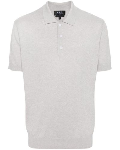 A.P.C. Logo-embroidered Knitted Polo Shirt - White