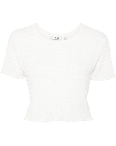 B+ AB Textured Cropped Top - White