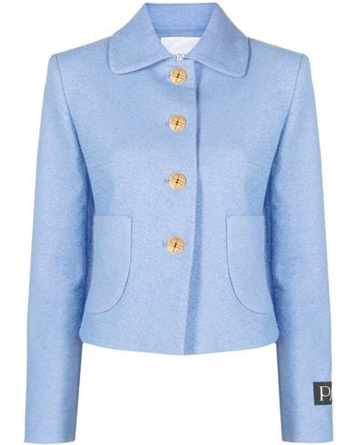 Patou Stretch Tweed Crop Jacket - Blue