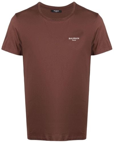 Balmain T-Shirt mit Logo-Print - Braun