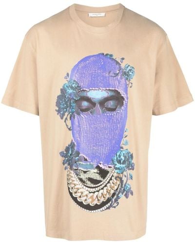 ih nom uh nit Mask Roses Logo-print T-shirt - Blue