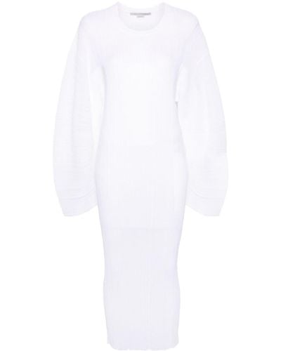 Stella McCartney Plissé Fine-knit Midi Dress - White