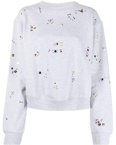 Rabanne Stud-detail Organic Cotton Sweatshirt - Blue