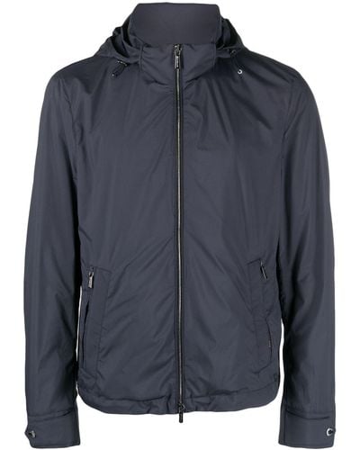 Moorer Long-sleeved Hooded Jacket - Blue
