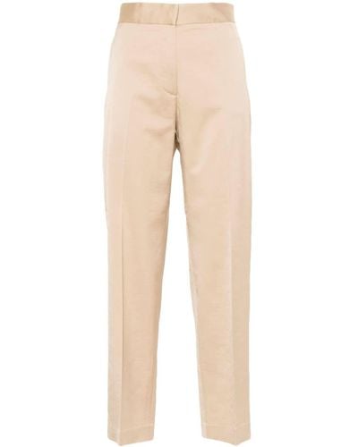 Antonelli Pressed-crease Shantung Tapered Trousers - Natural