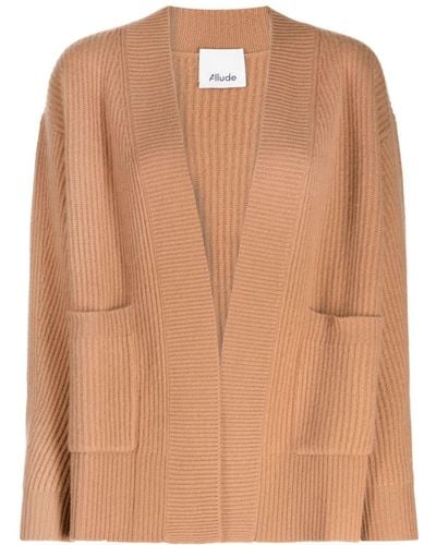 Allude Open-front Ribbed Cardigan - Brown