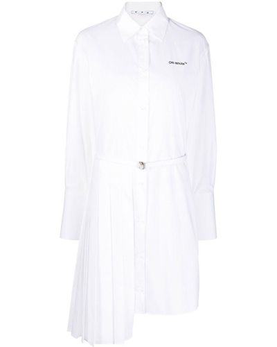 Off-White c/o Virgil Abloh Robe-chemise plissée à design asymétrique - Blanc