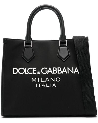 Dolce & Gabbana Canvas Shopper Met Logo-reliëf - Zwart