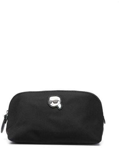 Karl Lagerfeld Ikonik Appliqué-detail Wash Bag - Black