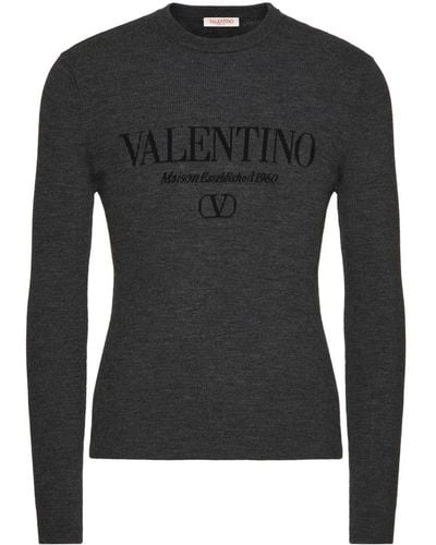Valentino Garavani Logo-intarsia Virgin-wool Jumper - Black