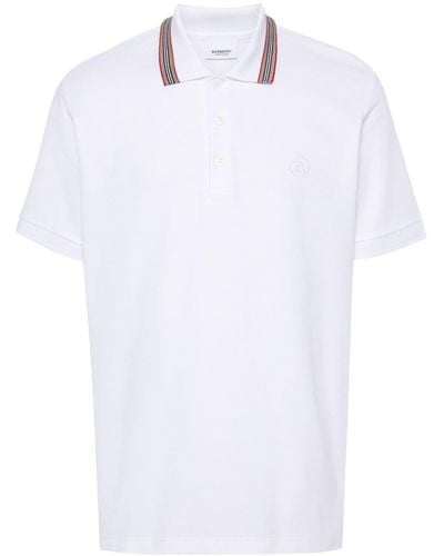 Burberry Poloshirt mit gestreiftem Kragen - Weiß
