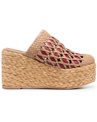 Paloma Barceló 105mm Interwoven Wedge Mules - Brown