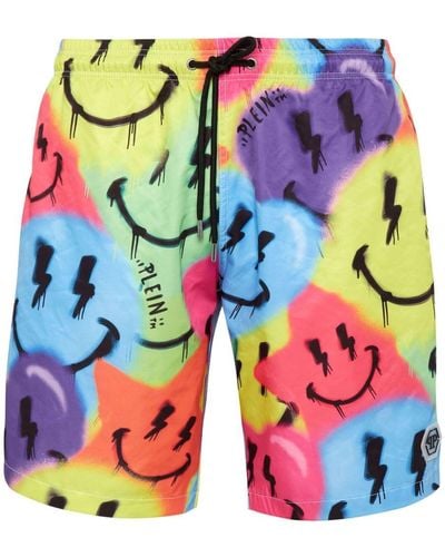 Philipp Plein Smiley Face-print Swim Trunks - Multicolour