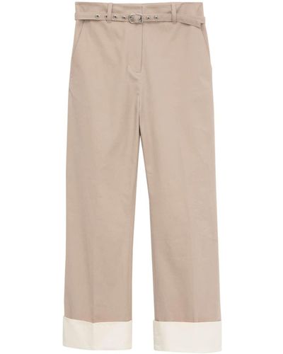 3.1 Phillip Lim Belted Cotton Flared Trousers - Natural