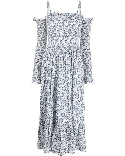 Polo Ralph Lauren Schulterfreies Kleid mit Blumen-Print - Blau