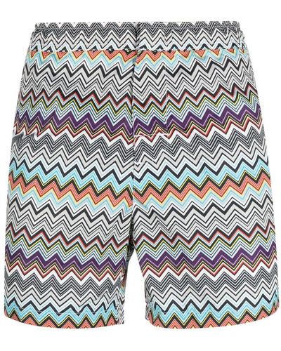 Missoni Zig-zag Print Swim Shorts - Gray