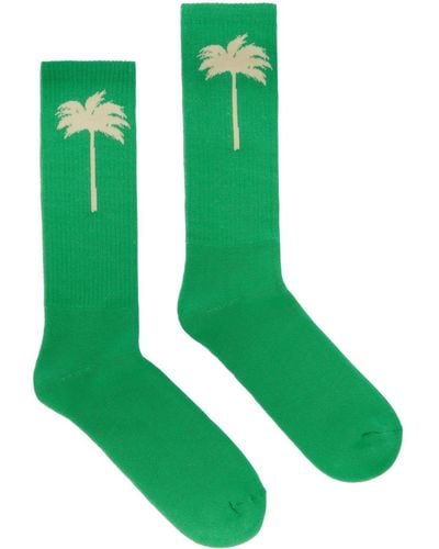 Palm Angels Calcetines The Palm de canalé - Verde