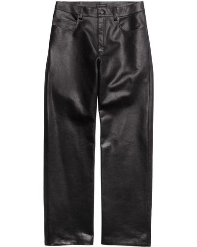 Balenciaga Pantalon ample en cuir - Noir