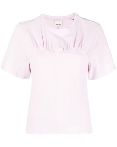 Isabel Marant Camiseta con detalle fruncido y cuello redondo - Rosa