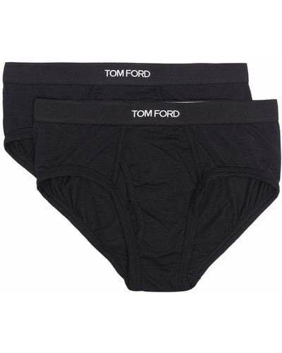 Tom Ford Logo-waistband Briefs (pack Of 2) - Black