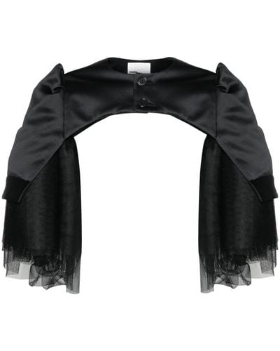 Noir Kei Ninomiya Tulle-inserts Cropped Jacket - Black
