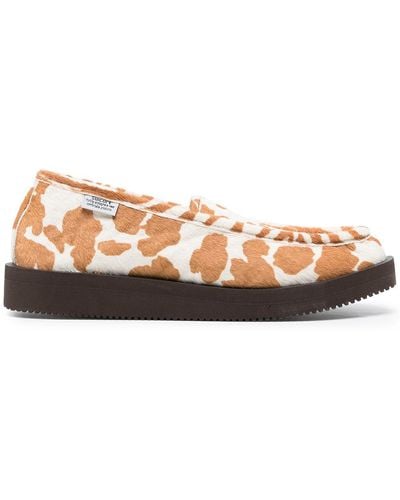 Suicoke Animal-print Panelled Loafers - Brown