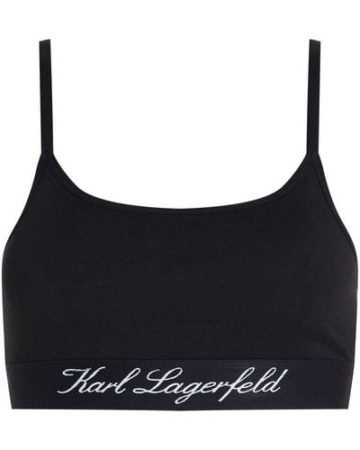 Karl Lagerfeld Bralette Hotel Karl à logo brodé - Noir