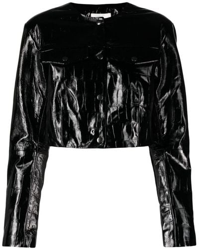 Gestuz Anafeegz Cropped Leather Jacket - Black