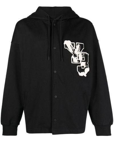 Y-3 Logo-patch Organic-cotton Hoodie - Black