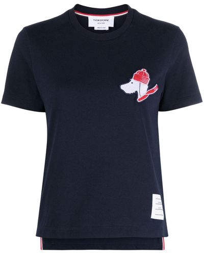 Thom Browne T-shirt Hector con applicazione - Blu