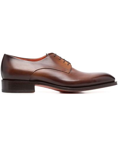 Santoni Leather Oxford Shoes - Brown