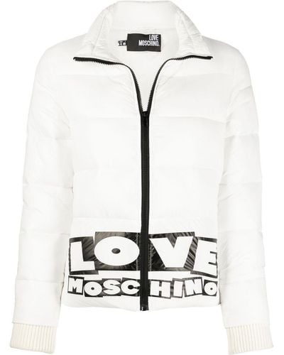 Love Moschino Piumino Trapuntato Con Stampa Logo - Bianco