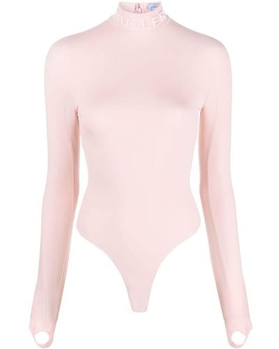 Mugler Logo-lettering High-neck Bodysuit - Pink