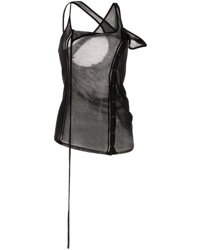 Hyein Seo Asymmetric Semi-sheer Top - Black