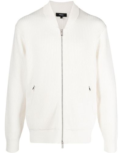 Theory Cotton-cashmere Zip-up Cardigan - White
