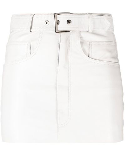Manokhi Belted Leather Mini Skirt - White