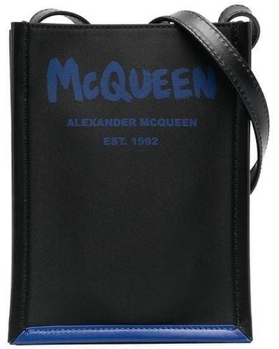 Alexander McQueen Sac porté épaule à logo imprimé - Noir